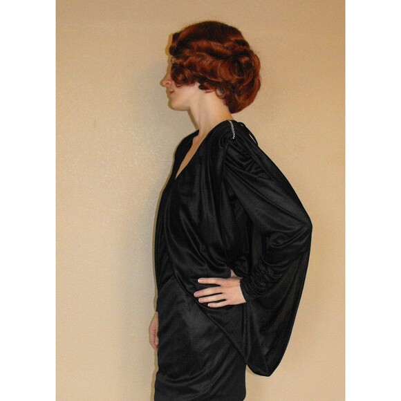 Old Hollywood Glamour Black Party Dress Draped Vintage 80s 7 - Picture 4 of 5